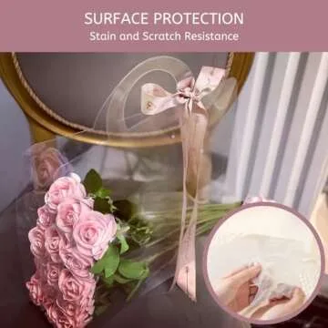 Foxegg 12 Flower Bags for Bouquets, Clear Gift Bag With Handles and Ribbon, Transparent Flower Wrapping Bag Flora Wrap Florist Supplies Packaging 11.8L*4.7W*15H Inch