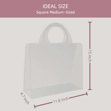 Foxegg 12 Flower Bags for Bouquets, Clear Gift Bag With Handles and Ribbon, Transparent Flower Wrapping Bag Flora Wrap Florist Supplies Packaging 11.8L*4.7W*15H Inch