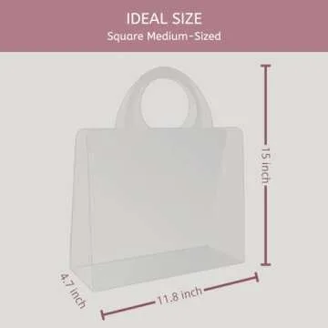 Foxegg 12 Flower Bags for Bouquets, Clear Gift Bag With Handles and Ribbon, Transparent Flower Wrapping Bag Flora Wrap Florist Supplies Packaging 11.8L*4.7W*15H Inch