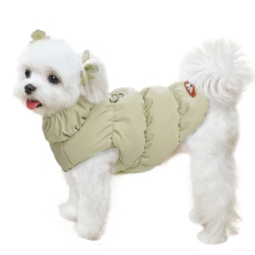 ABRRLO Winter Warm Dog Jacket for Small Medium Dogs Cat Cold Weather Coats with Harness Paded Dog Fl...