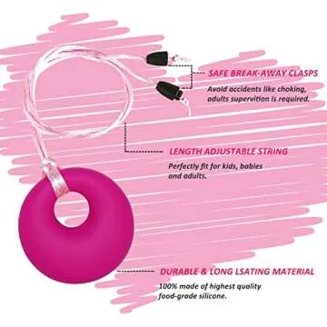 Chew Necklace for Sensory Kids Girls, Chewy Necklace Sensory Chew Toys for Adults with Autism ADHD Anxiety, Silicone Sensory Necklaces for Chewing - 3 Pack