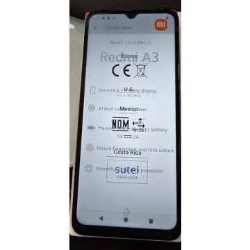 Xiaomi Redmi A3 4G 64GB + 3GB Global ROM Version (for Tmobile Tello & Global) Factory Unlocked 6.71" 8MP Dual Camera (Midnight Black)