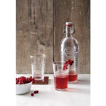 Bormioli Rocco Officina 1825 16 oz. Cooler Glass for Cold Drinks, Juices, and Cocktails, 4 Count (Pack of 1), Clear