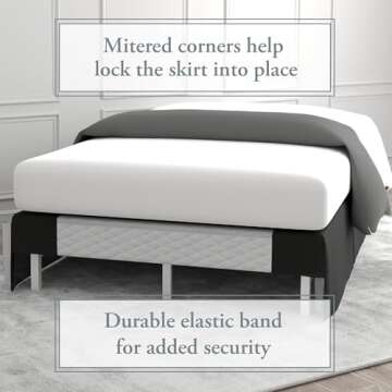 Bed Maker’s Never Lift Your Mattress Wrap Around Bed Skirt, Classic Style, Low Maintenance Wrinkle Resistant Fabric, Traditional 14 Inch Drop Length, King, Black