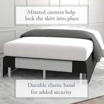 Bed Maker’s Never Lift Your Mattress Wrap Around Bed Skirt, Classic Style, Low Maintenance Wrinkle Resistant Fabric, Traditional 14 Inch Drop Length, King, Black