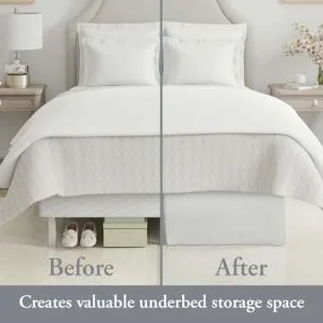 Bed Maker’s Never Lift Your Mattress Wrap Around Bed Skirt, Classic Style, Low Maintenance Wrinkle Resistant Fabric, Traditional 14 Inch Drop Length, King, Black