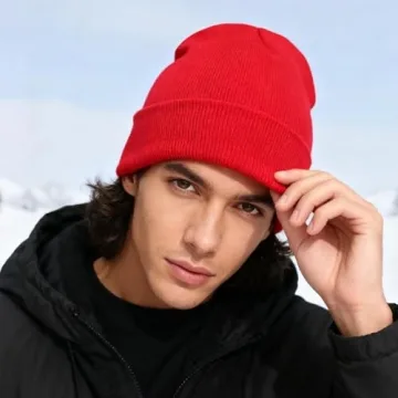 PFFY 2 Packs Unisex Beanie Hats for Men Women Knit Winter Beanies - Red