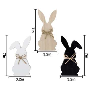 Easter Bunny Wooden Table Centerpiece Signs - 3 pcs Rustic Decor