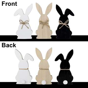 Charming Easter Bunny Wooden Table Decor Set - 3 pcs