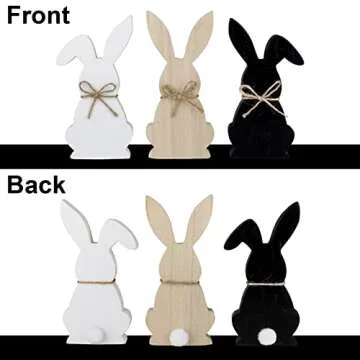 Charming Easter Bunny Wooden Table Decor Set - 3 pcs