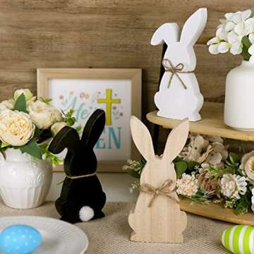 Charming Easter Bunny Wooden Table Decor Set - 3 pcs