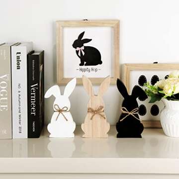Charming Easter Bunny Wooden Table Decor Set - 3 pcs