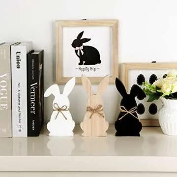 Charming Easter Bunny Wooden Table Decor Set - 3 pcs