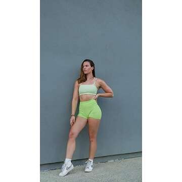 Aoxjox Women's Workout Bandeau Sports Bras Training Fitness Running Yoga Crop Tank Top (Paradise Green, Large)