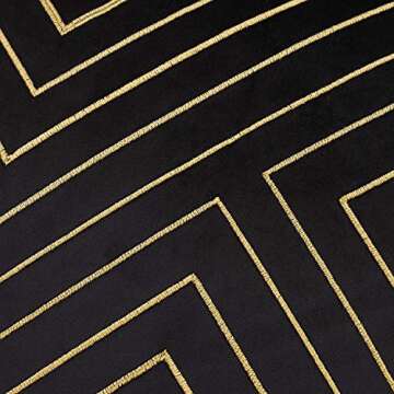 Avigers Black Gold Striped Embroidery Velvet Cushion Case