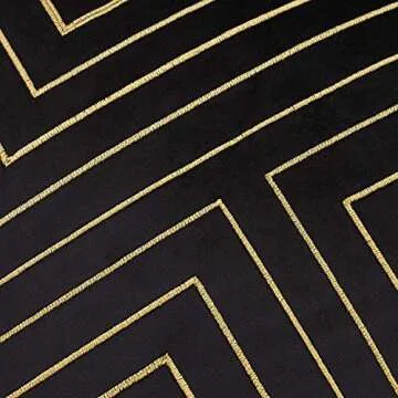 Avigers Black Gold Striped Embroidery Velvet Cushion Case
