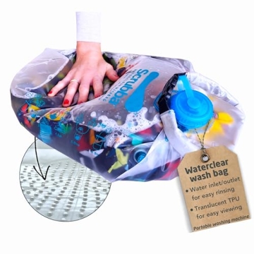 Scrubba Waterclear Wash Bag Portable Washing Machine - New Water Inlet/Outlet for easy rinsing - Man...