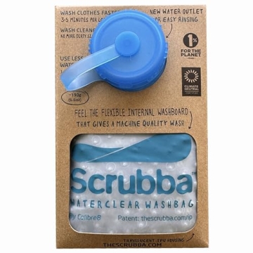 Scrubba Waterclear Wash Bag Portable Washing Machine - New Water Inlet/Outlet for easy rinsing - Manual Portable Washer for Travel, Camping, Laundry, Baby Clothes - Travel Essentials, Gift - 6.9 oz