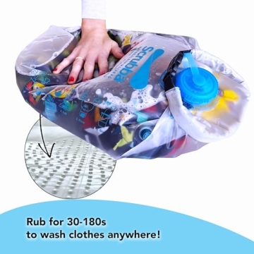 Scrubba Waterclear Wash Bag Portable Washing Machine - New Water Inlet/Outlet for easy rinsing - Manual Portable Washer for Travel, Camping, Laundry, Baby Clothes - Travel Essentials, Gift - 6.9 oz