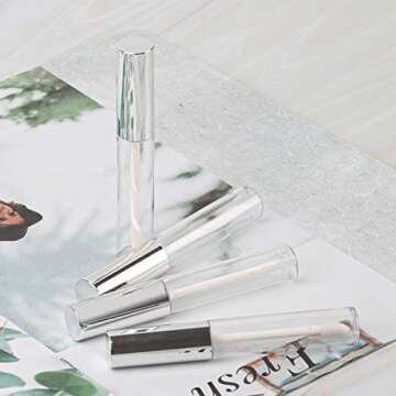 GTHER 10PCS 10ML Empty Lip Gloss Containers Tube with Wand, Refillable Lip Balm Bottles, Lipstick Sa...