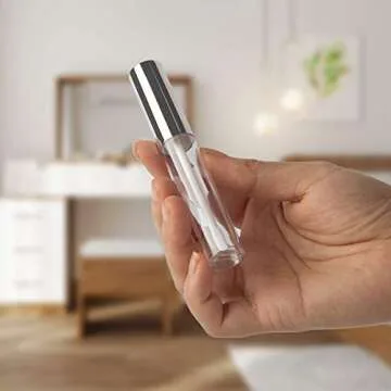 GTHER 10PCS 10ML Empty Lip Gloss Containers Tube with Wand, Refillable Lip Balm Bottles, Lipstick Sample Container and Funnel and Rubber Stoppers for Girls DIY Lip Samples, Silver Top