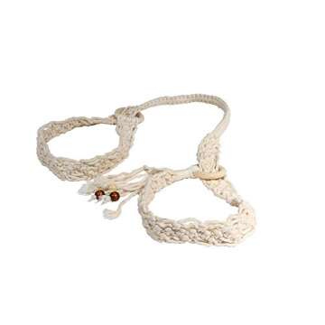 YogizMat Macramé Yoga Mat Strap - Extra Long (66 in) Carrying Sling. Use For Stretching. Handmade and Eco-Friendly- Braided White