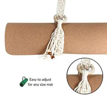 YogizMat Macramé Yoga Mat Strap - Extra Long (66 in) Carrying Sling. Use For Stretching. Handmade and Eco-Friendly- Braided White