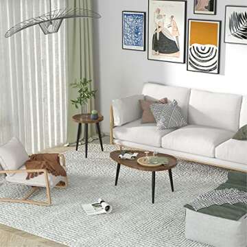 Wisfor Wood Nesting Coffee Table Set of 2, Walnut End Tables Sofa Tables for Living Room, Bedroom, Hotel