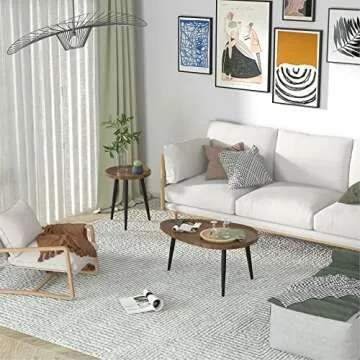 Wisfor Wood Nesting Coffee Table Set of 2, Walnut End Tables Sofa Tables for Living Room, Bedroom, Hotel