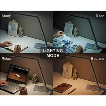 PHIVE Dimmable LED Desk Lamp with Fast Charging USB Port, Touch Control, 8-Level Dimmer, 4 Lighting Modes, Aluminum Body, Eye-Care LED Table Lamp for Bedroom/Reading/Study (Silver)