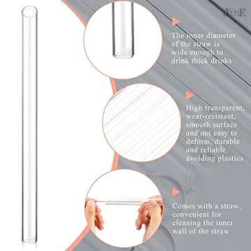 8Pcs Reusable Glass Boba Straws, 14mm Extra Wide Clear Smoothie Straws for Bubble Tea, Eco-friendly ...