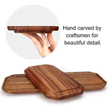 Beautiful Set of 2 Acacia Wood Serving Trays for Sale