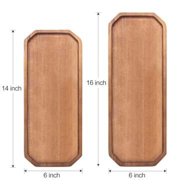 Set of 2 Wooden Serving Platters Food Tray Charcuterie Boards Large Acacia Wood Trays for Kitchen Counter Wood Charcuterie Platter Dish Candle Tray Fruit Cheese Serving Board