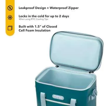 RTIC Soft Cooler 40 Can, Insulated Bag Portable Ice Chest Box for Lunch, Beach, Drink, Beverage, Tra...