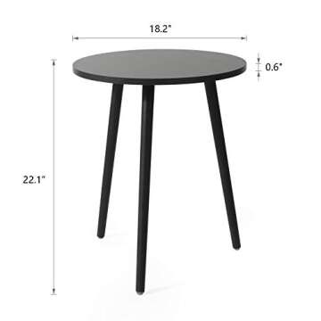 Haton Side Table, Round Modern Home Decor Coffee Tea End Table for Living Room, Bedroom and Balcony, Easy Assembly (16.5 × 20.5 inches, Black Walnut)