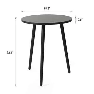 Haton Side Table, Round Modern Home Decor Coffee Tea End Table for Living Room, Bedroom and Balcony, Easy Assembly (16.5 × 20.5 inches, Black Walnut)