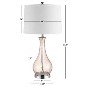 Safavieh Lighting Collection Finnley Light Blush Crackle 28-inch Bedroom Living Room Home Office Desk Nightstand Table Lamp (LED Bulb Included)