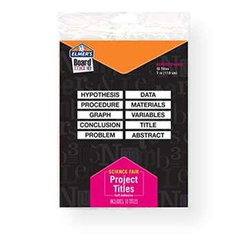 Elmer's 730-204 Board Mate Science Fair Project Titles, White Repositionable Self-adhesive Labels, Set Includes 9 Project Titles + 1 Blank Title, Pack of 10 Sets