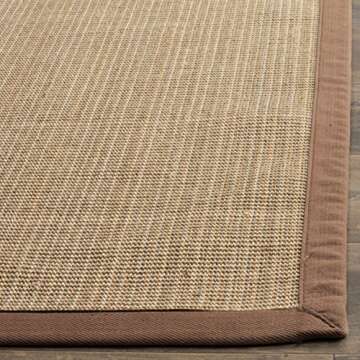 SAFAVIEH Natural Fiber Collection Area Rug - 6' x 9', Multi & Light Brown, Border Stripe Sisal Design, Easy Care, Ideal for High Traffic Areas in Living Room, Bedroom (NF132D)