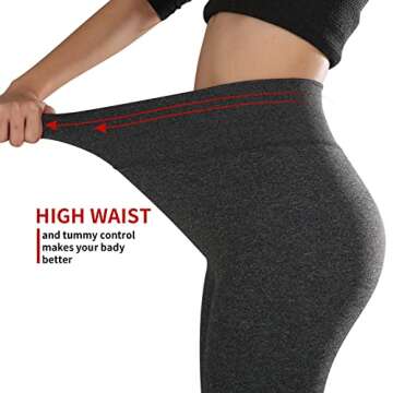 TRIUNION 3 Pack Fleece Lined Leggings Women High Waisted Thermal Winter Yoga Pants for Women Warm Workout Running Yoga Leggings,Charcoal Grey/Black,L/XL