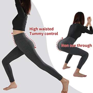TRIUNION 3 Pack Fleece Lined Leggings Women High Waisted Thermal Winter Yoga Pants for Women Warm Workout Running Yoga Leggings,Charcoal Grey/Black,L/XL