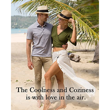 FURTALK Fedora Straw Sun Hat UPF 50+ Foldable Adjustable