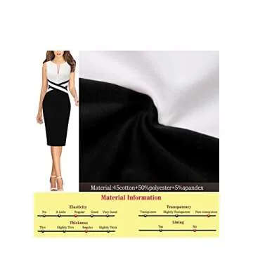 VFSHOW Womens Off-White and Black Colorblock Patchwork Slim Zipper Up Work Business Office Party Bodycon Pencil Sheath Dress 6195 WHT XXL