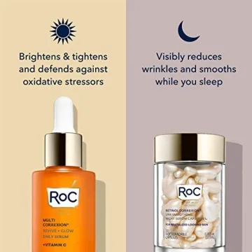 RoC Multi Correxion Revive + Glow 10% Active Vitamin C Serum for Face, Daily Anti-Aging Wrinkle and Skin Tone Skin Care Treatment, Brightening Serum, Stocking Stuffers for Men & Women, 1 oz