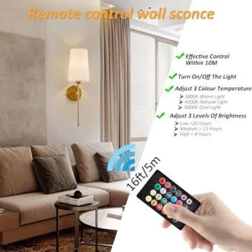 CCKZQYR Battery Operated Wall Sconces, Wall Sconces Sets of 2, Rechargeable Wall Lights, with Remote Control Dimmable Detachable Bulb, Suitable for Bedroom Living Room Corridor Kitchen