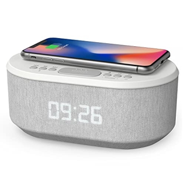 i-box Dawn, Alarm Clock for Bedrooms, FM Radio Alarm Clock with Wireless Charging, Speakers with Blu...
