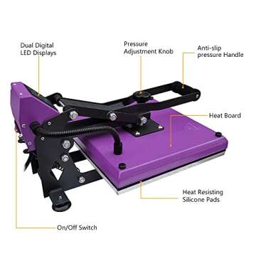 Heat Press Machine 15 x 15 Inch Clamshell Heat Press Digital Heat Transfer Machine Power Press Subli...