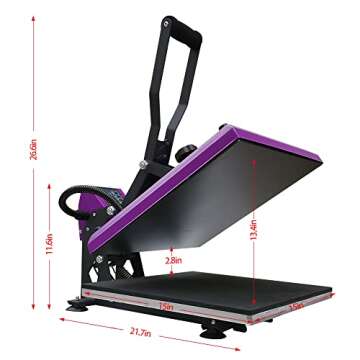 Heat Press Machine 15 x 15 Inch Clamshell Heat Press Digital Heat Transfer Machine Power Press Sublimation T-Shirts Heat Press for Small Business and Domestic Settings,Purple