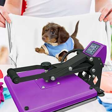 Heat Press Machine 15 x 15 Inch Clamshell Heat Press Digital Heat Transfer Machine Power Press Sublimation T-Shirts Heat Press for Small Business and Domestic Settings,Purple