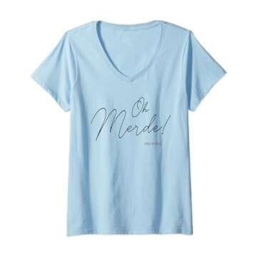 Womens Emily in Paris Oh Merde! V-Neck T-Shirt